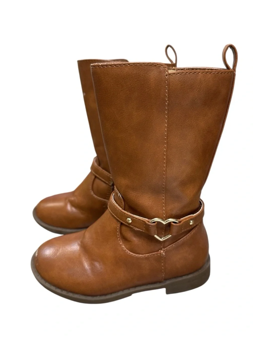 Children's Place Size 8 Tan heart buckle zip up boots shoes girls